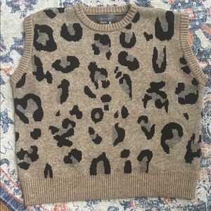 Anthropologie Leopard Print Knit Sweater Vest